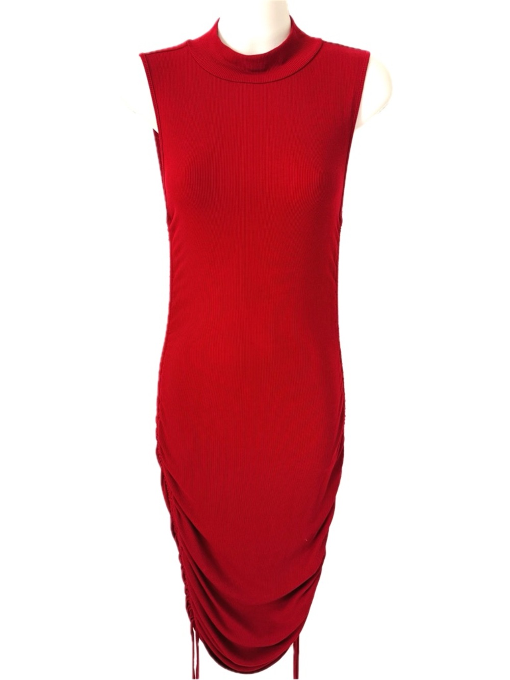 BB DAKOTA Sleeveless Red Mock Neck Bodycon Dress